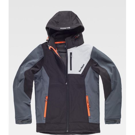 Softshell combinado tricolor. Capucha desmontable con elástico ajustable RN2010001 XXL Gris Oscuro+Gris Claro+Negro (1/5)