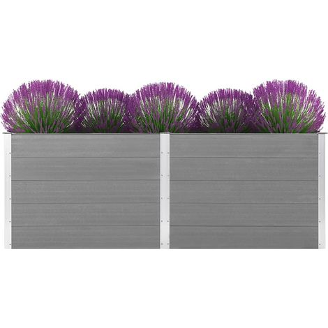 Jardinière, Pot de Fleurs d'extérieur, Lit surélevé de jardin 250x100x91 cm WPC Gris OIB1787E (1/5)