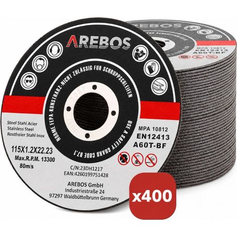 AREBOS Discos de corte 115 mm de Ø Tamaño del agujero 22,2 mm Espesor 1,2 mm