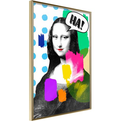 Affiche Murale Encadrée "Mona Lisa's Laughter" 40 x 60 cm Or (1/2)