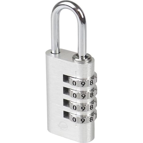 Cadenas à combinaison à 4 chiffres pour casier d'école, boîte à outils, clôture, casier d'employés (argenté, 1 pièce) (1/5)