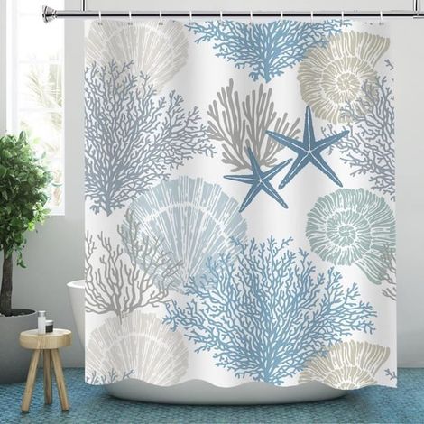 Wasserdichter Polyester-Duschvorhang – Muschel – 180x200cm – Zeitgenössisches Design