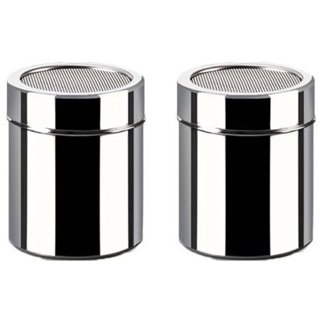 Set di 2 barattoli per spezie in acciaio inox con coperchio, adatti per cioccolato, sale, cacao e cappuccino. (1/5)