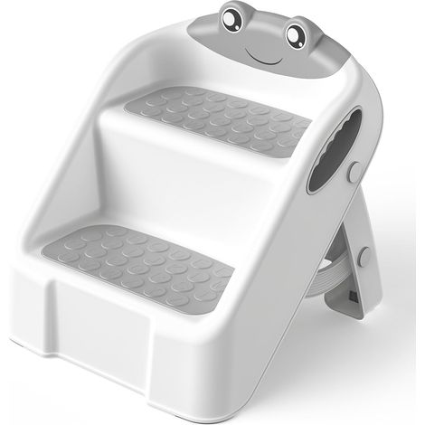 Escabeau Enfant Marche Pied Pliable pour Enfant, Tabouret 2 Marches pour Bébé, Rehausseur Stable, Multifonction et Antidérapant Parfait pour Cusine, Apprentissage, Salle de Bain, de la Propreté (1/5)