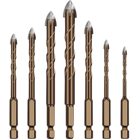 7 Pièces Foret Carrelage, Foret Diamant Carrelage Ø 3-12 mm, Meche Carrelage Hexagonal, pour Verre, Métal, Briquep, Plastique, Bois