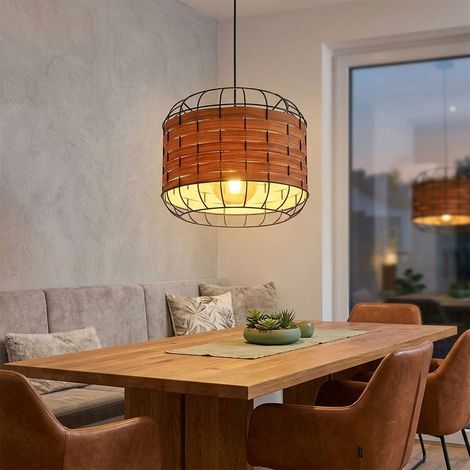 Suspension LED, lampe de suspension, lampe de salle à manger ronde, métal brun mat, H 120 cm (1/4)