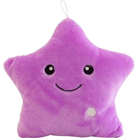 Coussin Étoile Lumineuse LED - 13,8 x 15,0 Pouces - Cinq Branches - Tissu Doux Polyesther - Rembourrage en Fibre de Polypropylène - Alimenté par 3 Piles AA - Pour Décoration Intérieure Enfant ou Chamb