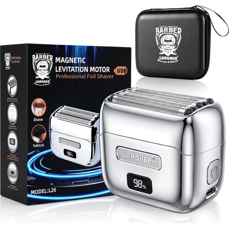 Rasoir électrique entièrement en métal pour homme – 5 lames flottantes 14 000 tr/min, moteur de lévitation magnétique, IPX7 étanche Wet (1/5)