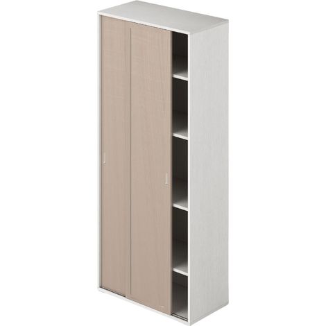 Guardaroba con ante scorrevoli e ripiani colore Olmo struttura Bianco H212x90x43cm