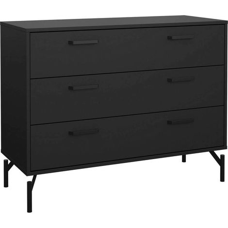 Dmora - Cassettiera Theodule, Settimino multiuso, Comò camera da letto, Mobile con cassetti, 99x40 h77 cm, Nero