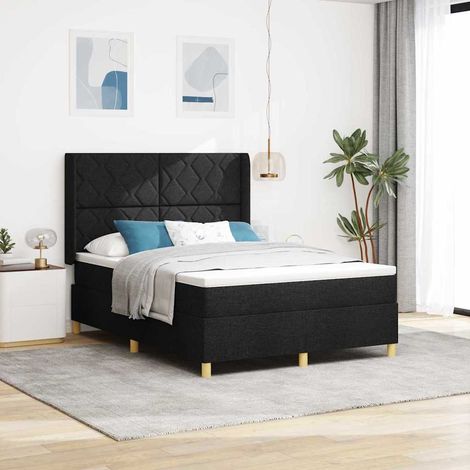 Boxspringbett mit LED-Lichtleisten Schwarz 160 x 200 cm Stoff (1/5)