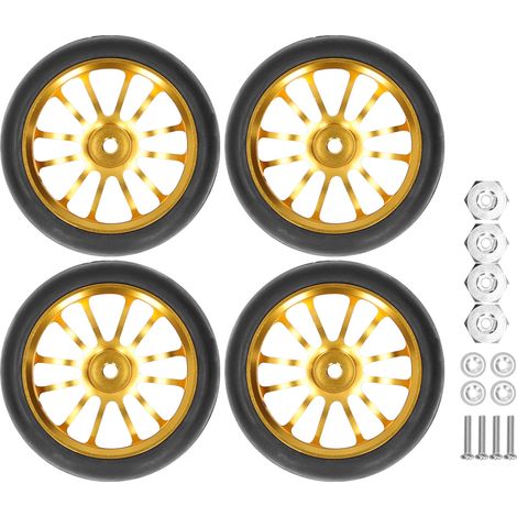 Stück 63-mm-Metallfelgen mit Reifen und Adapter für WPL D12 RC-Truck, Gold (1/5)