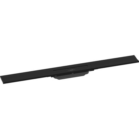 Caniveau de douche linéaire 800 mm, Siphon de sol à découper pour installation contre le mur, Noir mat (1/5)