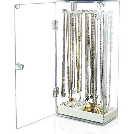 Schmuckhalter aus Acryl: 24 drehbare, transparente Acryl-Ständer für Halsketten, Armbänder, Ohrringe und mehr – Aufbewahrung für Halsketten