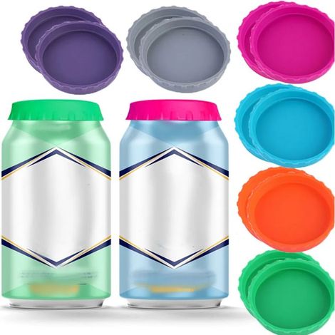 Lot de douze couvercles pour canettes en silicone fermeture pour boîtes de boisson accessoire pour conserve (1/5)