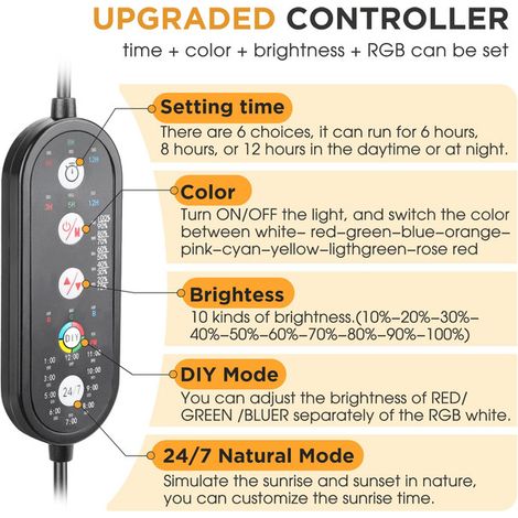 Éclairage LED pour Aquarium Lampe Spectre Complet avec Minuteur Cycle 24/7 Luminaire Réglable pour Plantes Aquatiques et Poissons