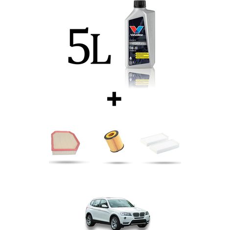 Kit tagliando 3 FILTRI e 5L OLIO compatibile con Bmw x3 (F25) 28ix 2.0 180kw dal 2012 (1/5)