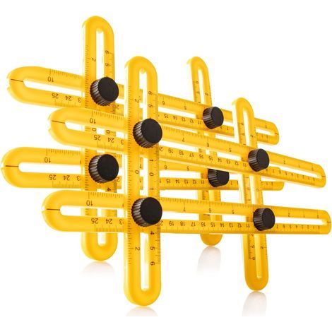 (2 pieces - Yellow) 2X Angle Jig - Multi-Angle - 8-Sided Multifunctional Ruler - Angle Measuring Tool - Measuring Range