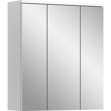 Solero Spiegelschrank Bad 3 Spiegeltüren Weiß hochglanz, weiß.