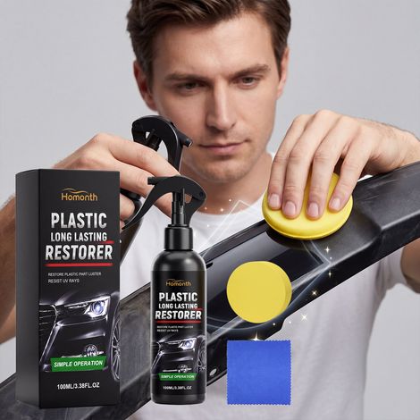 Car plastic restoration and care product, restores appearance and color, multi-functional daily cleaning spray -- 100ml + sponge1 + towel1 -- BIEMMEDUE (1/5)
