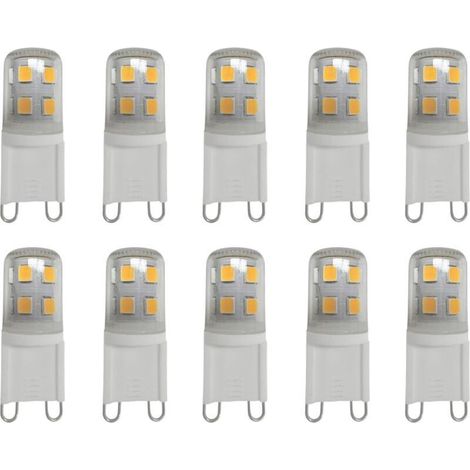 Ampoules LED G9 2W Blanc Chaud 2700K, 200LM, équivalent à 20W Halogène, Pour éclairage Domestique, Non-Flicker, AC 220-240V, Paquet de 10 [Classe énergétique B] (1/5)