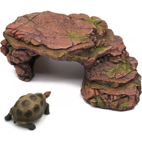 Plate-forme de Bronzage pour Tortue Grotte Cachée en Résine pour Reptiles Décoration de Vivarium Rampe d'Escalade pour Lézards Araignées Serpents Amphibiens (1/5)