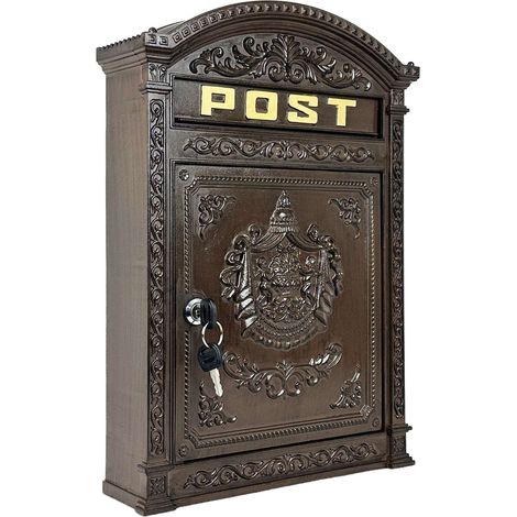 Wall-Mount Mailbox - Antique Cast Aluminum, A4 Slot (1/5)