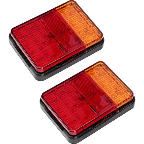 Feux arrière camion remorque 2 pièces, feu de signalisation carré 30 LED ultra lumineux (1/4)