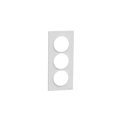 Odace Styl, plaque Blanc 3 postes verticaux entraxe 57mm
