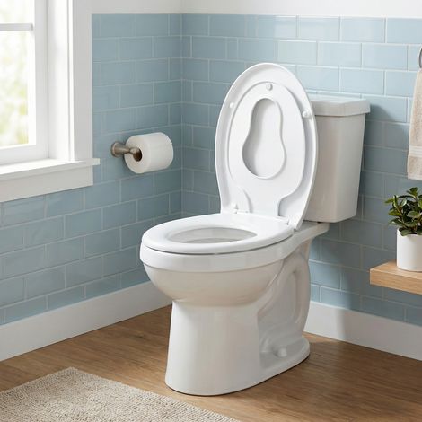 Abattant WC Forme O, Clipsable, Universel, avec Réducteur Enfant, Poignée, Frein de Chute, Uréa-duroplast, Blanc (1/4)