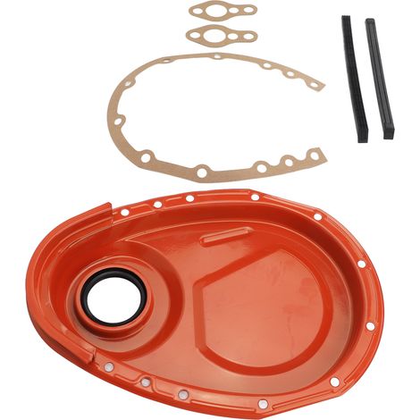 Kit de joint et boulons de couvercle de chaîne de distribution en métal pour moteurs SBC 283, 327, 305, 350, 383 et 400 (orange) (1/5)