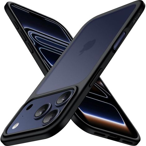 Handyhülle iPhone 17 Pro Max stoßfest Militärstandard matt Schwarz (1/5)