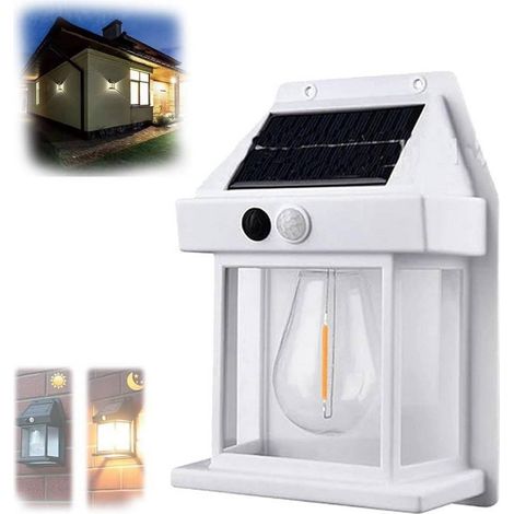 Trade Shop - LAMPADA SOLAR SENSOR MOVEMENT LIGHT TUNGSTENO LED APPLIQUE IP65 WEISS - (1/2)