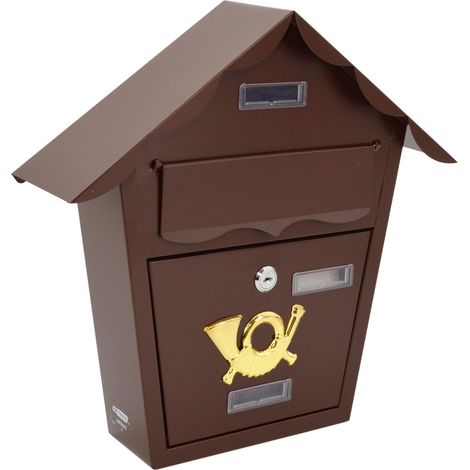 Brauner Briefkasten aus Stahl, 370x365x100mm