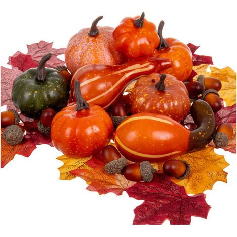 Set di decorazioni autunnali, 50 pezzi di foglie, zucche e ghiande
