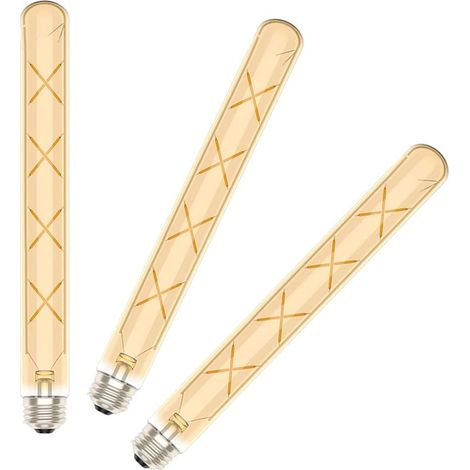 3 Paquets E27 T30 Ampoule à Filament LED 8W Verre Ambré Blanc Chaud Tube de Lumière(Équivalent à une Lampe Halogène 70W) 700LM Lampes à Économie D'énergie Vintage E27,300mm (1/5)