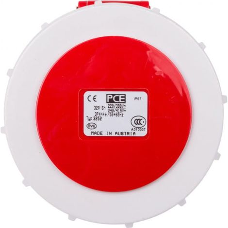 Enchufe de panel 32A 5P 400V /75x75/ rojo IP67 power twist 3252-6