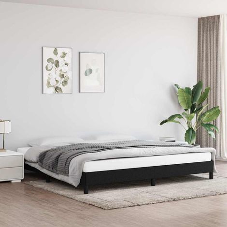 Lit double pour adulte - Cadre de lit Noir 200x200 cm Tissu BV268121 - BonneVie (1/5)