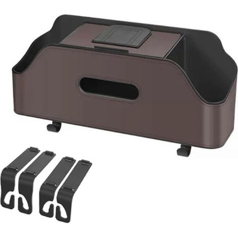 Bac de rangement multifonctionnel pour véhicule, avec porte-gobelet, idéal pour les affaires des enfants en voyage et les longs trajets en voiture. Marron. (1/5)