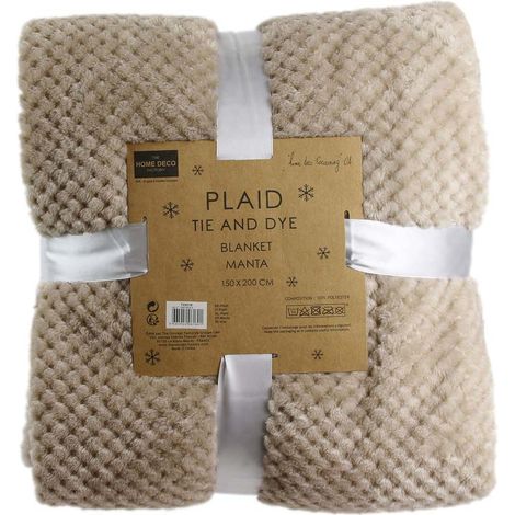 The Home Deco Factory – Plaid nid abeille tie and dye beige – XXL – Toucher soft – Design intemporel pour moments de plaisir