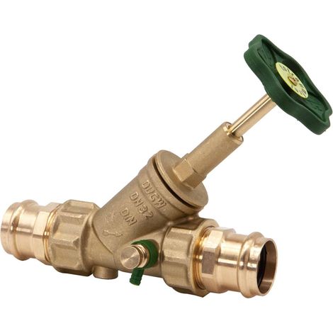 JS Soupape à passage intégral, avec raccord à sertir (filetage intérieur), avec vidange, avec tige montante, DN32, Diamètre de sertissage 35mm, certifié DVGW, 0015183500001 (1/3)