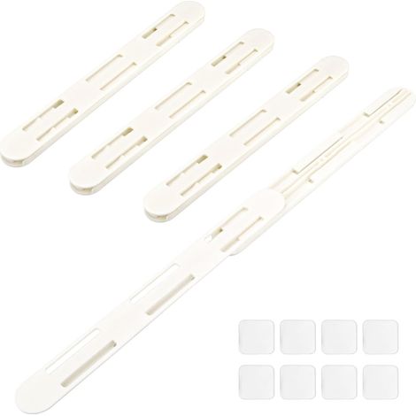Lot de 4 glissières adhésives coulissantes pour tiroir d'armoire, organisateur poubelle, guides coulissants, sans perçage, montage inférieur étagère - (1/5)