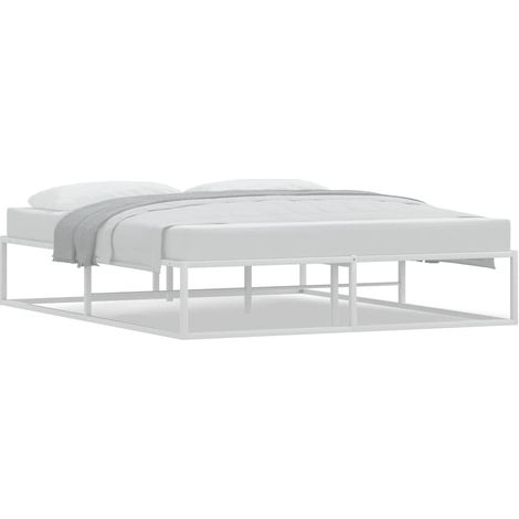 Lit double，Lit adulte，Cadre de lit sans matelas blanc 160x200 cm métal CFW9043670 (1/5)