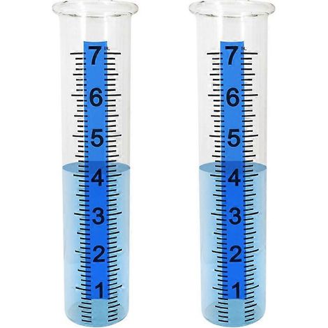 Lot de 2 tubes de pluviomètre, tubes de rechange en plastique de 18 cm (7 pouces) pour jardin, cour et maison, lecture facile, transparents (1/5)