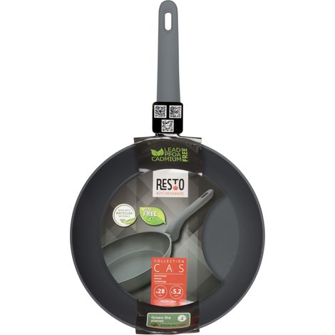 Resto Bratpfanne 28 cm (schwarz, beschichtet, Induktion, spülmaschinenfest)