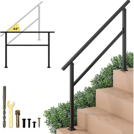 COSTWAY Main Courante pour Escalier 0-4 Marches en Métal(Noir,2) (1/5)