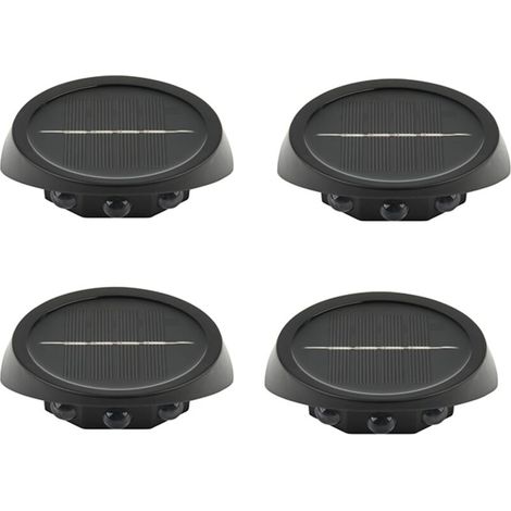 Lot de 4 Éclairage extérieur LED solaire pour clôture, 3 lampes LED pour clôture (décoration), Applique murale à économie d'énergie, Lumière blanche (1/5)