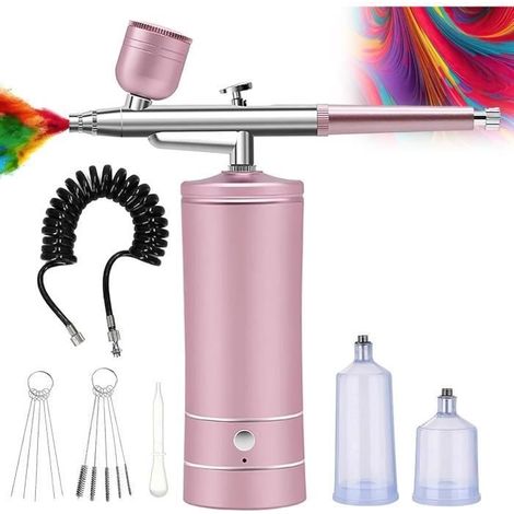 Aerographe Kit Complet, Compresseur Aérographe Haute Pression, Injecteur D'Oxygène, pour L'Hydratation de la Peau, L'Art des Ongles (1/4)