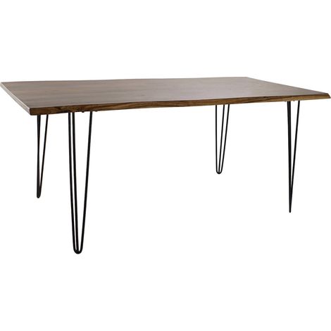 Table de salon chic en acacia et pieds noirs élégants - Brun foncé élégant avec pieds noirs (1/5)