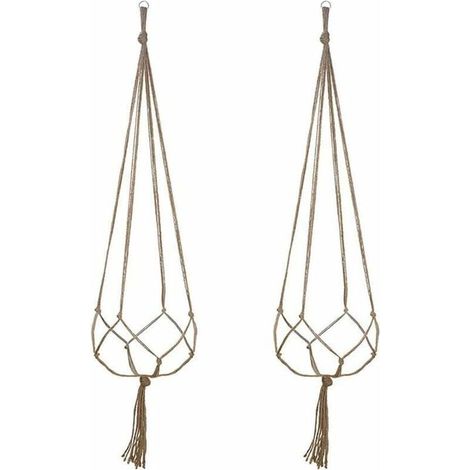 Bardusch-Lot de 2 Suspension Plante pour Pot de Fleurs Cache Pots Suspension en Corde Suspension Plante Macramé Porte Décoration pour Interieur et Extérieur Suspendue Décoration Balcon Maison (90cm) (1/5)